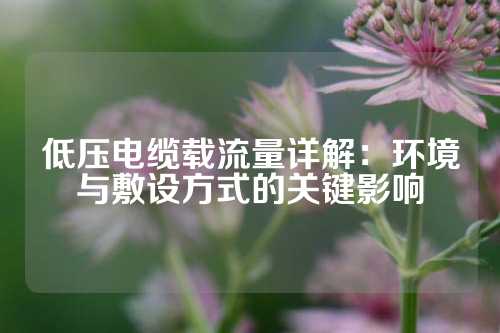 低压电缆载流量详解：环境与敷设方式的关键影响