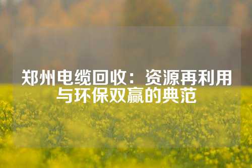 郑州电缆回收：资源再利用与环保双赢的典范