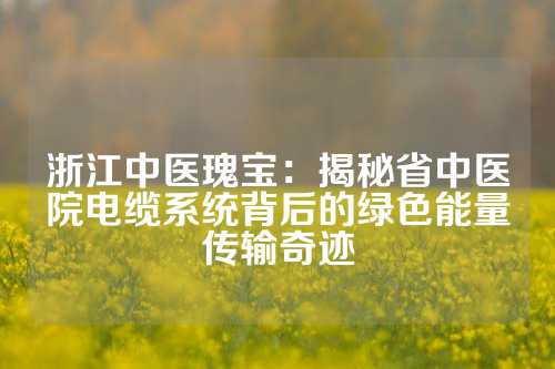 浙江中医瑰宝：揭秘省中医院电缆系统背后的绿色能量传输奇迹